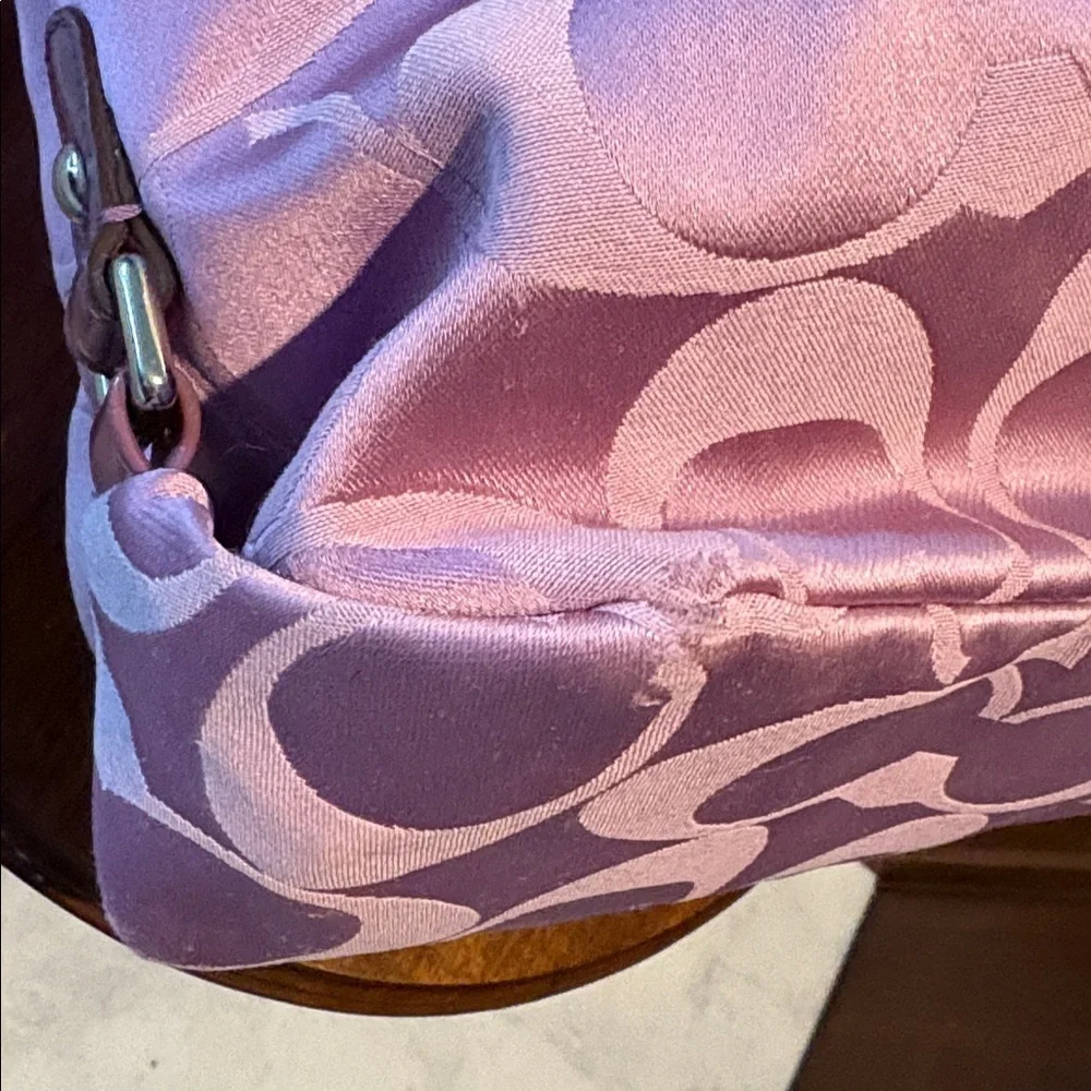 Coach  Brooke satchel  monogram canvas  lavender/dark violet trim Crossbody bag